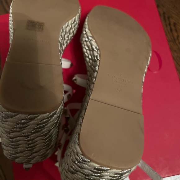 Valentino Garavani Rockstud Caged 95 Rope and Leather Wedge Sandal